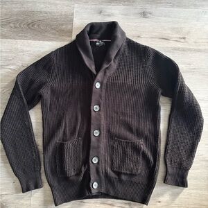 Black Knit Shawl Collar Cardigan